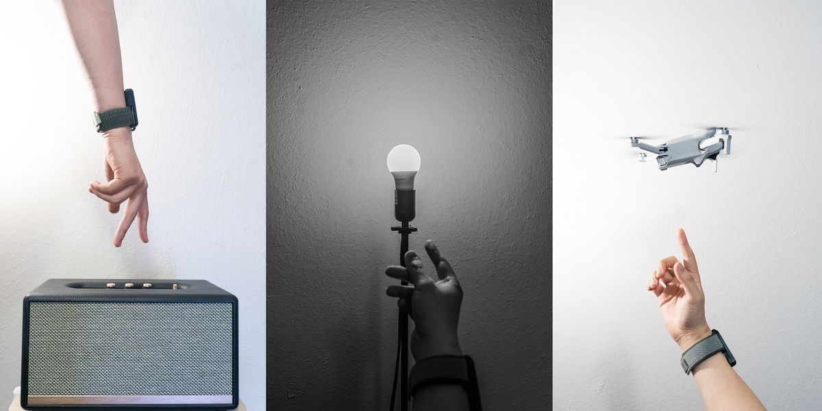 A silhouette of a person using a handheld device to control a drone, with visual lines indicating spatial mapping — illustrating the VisionLink visual perception layer